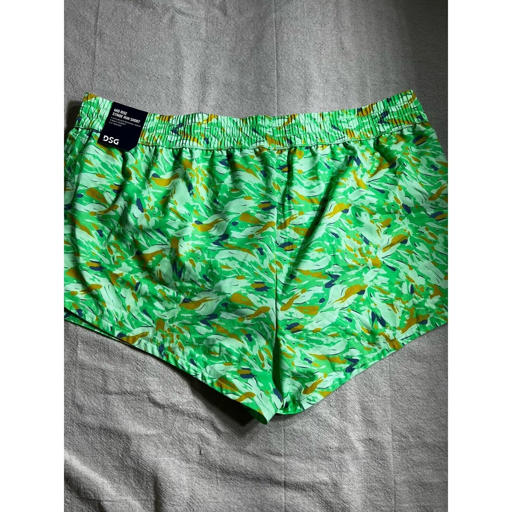 DSG Womens Mid Rise Stride Run Short Green Abstract‎ Print Athletic XL NWT - Picture 5 of 5